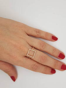 Micro pave band-Art nouveau ring-Diamond  Ring- Diamond Oval Ring-14k rose gold ring- Fashion jewelry- Gold Statement Ring-Minimalist ring
