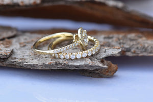 1.50 carat Halo diamond engagement wedding sets-Diamond wedding set-14K yellow Gold-Promise ring-Diamond engagement ring-Wedding band-1 carat diamond ring,Art nouveau ring,diamond engagement,diamond jewelry,diamond ring,engagement ring,for her,gold diamond ring,gold ring,Halo Diamond  set,Halo engagement ring,promise ring,wedding sets