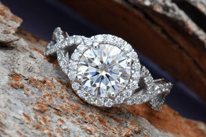 Celtic knot ring-Celtic engagement ring-2 carat Moissanite halo Engagement Ring-Promise ring-Celtic engagement,Celtic knot ring,celtic ring,Cluster engagement,Custom Ring,diamond engagement,engagement ring,halo engagement ring,Infinity gold ring,Moissanite halo ring,Moissanite ring,Moissanite rings,Moissanite stone,promise ring,sevencarat,vs,vvs