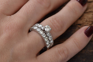 Cluster Wedding set-2 carat diamond wedding set-14K white Gold-Promise ring-Art deco wedding set-Diamond engagement ring-FREE SHIPPING