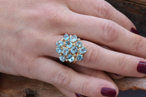 Blue Topaz ring-Gold ring-Anniversary ring-Natural blue topaz-Gold Statement Ring-Blue topaz engagement ring-Art deco ring-Multistone rings-anniversary gift,Art deco ring,Birthday present,blue stone,blue topaz,blue topaz gemstone,blue topaz ring,diamond ring,engagement ring,Gemstone,Multistone ring,natural diamonds,November birthstone,Oval,Ring,Round,vs,vvs,Yellow gold 14k