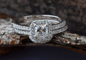 Cushion cut engagement ring set-White Gold-Promise ring-Art deco wedding set-Cluster Wedding band-Cushion cut engagement ring-Custom ring-anniversary ring,Art nouveau ring,Cluster wedding band,Cushion cut Set,Custom ring,diamond engagement,diamond ring,engagement ring,free shipping,gold diamond ring,gold ring,promise ring,white gold