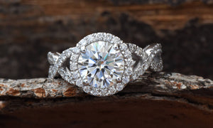 Celtic knot ring-Celtic engagement ring-2 carat Moissanite halo Engagement Ring-Promise ring-Celtic engagement,Celtic knot ring,celtic ring,Cluster engagement,Custom Ring,diamond engagement,engagement ring,halo engagement ring,Infinity gold ring,Moissanite halo ring,Moissanite ring,Moissanite rings,Moissanite stone,promise ring,sevencarat,vs,vvs