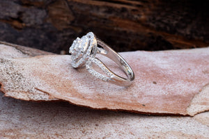 Cluster engagement ring-Diamond Engagement Ring-Halo engagement ring-Promise ring-Bridal ring-Art deco engagement ring-Halo engagement ring-Art deco engagement,bridal jewelry,Cluster engagement,Custom Ring,diamond engagement,diamond ring,engagement ring,Halo engagement ring,Halo ring,Promise ring,vs,vvs,wedding ring,white gold ring,womens jewelry
