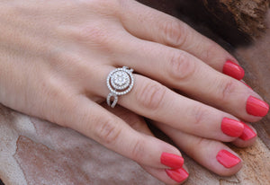 Cluster engagement ring-Diamond Engagement Ring-Halo engagement ring-Promise ring-Bridal ring-Art deco engagement ring-Halo engagement ring-Art deco engagement,bridal jewelry,Cluster engagement,Custom Ring,diamond engagement,diamond ring,engagement ring,Halo engagement ring,Halo ring,Promise ring,vs,vvs,wedding ring,white gold ring,womens jewelry