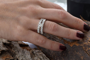 Cluster Wedding set-2 carat diamond wedding set-14K white Gold-Promise ring-Art deco wedding set-Diamond engagement ring-FREE SHIPPING