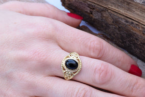 Black onyx ring-Statement Rings-Onyx ring vintage-Gold Ring-Women Jewelry-14k gold ring,Art deco ring,Black onyx ring,engagement ring,Fashion ring,For her gift,FREE SHIPPING,Gemstone,Gift for him,Holiday sale,Onyx ring men,Onyx ring vintage,Oval,Ring,Statement Rings,vs,vvs,woman ring