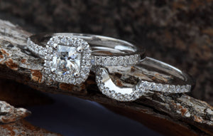 Cushion cut engagement ring set-White Gold-Promise ring-Art deco wedding set-Cluster Wedding band-Cushion cut engagement ring-Custom ring-anniversary ring,Art nouveau ring,Cluster wedding band,Cushion cut Set,Custom ring,diamond engagement,diamond ring,engagement ring,free shipping,gold diamond ring,gold ring,promise ring,white gold