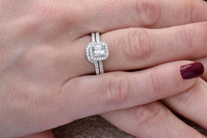 Cushion cut engagement ring set-White Gold-Promise ring-Art deco wedding set-Cluster Wedding band-Cushion cut engagement ring-Custom ring-anniversary ring,Art nouveau ring,Cluster wedding band,Cushion cut Set,Custom ring,diamond engagement,diamond ring,engagement ring,free shipping,gold diamond ring,gold ring,promise ring,white gold