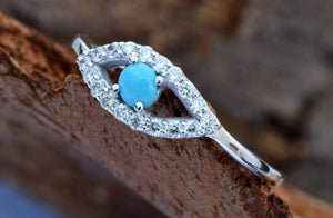 Turquoise Rings- Evil eye ring in 14k white gold-Anniversary gift,Art nouveau ring,Cluster ring,Custom ring,diamond ring,engagement ring,Evil eye ring,Gemstone,gold ring,Minimalist ring,Ring,Round,Stacking ring,Turquoise Rings,Unique Diamond Ring,vs,vvs,women jewelry