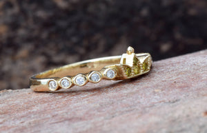 Art deco ring-Crown wedding band-Gold Statement Ring-Gold crown ring 14K Yellow-Promise ring-Multistons ring-Graduate gift-Tiara ring