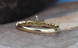 Art deco ring-Crown wedding band-Gold Statement Ring-Gold crown ring 14K Yellow-Promise ring-Multistons ring-Graduate gift-Tiara ring