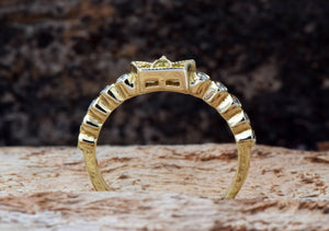 Art deco ring-Crown wedding band-Gold Statement Ring-Gold crown ring 14K Yellow-Promise ring-Multistons ring-Graduate gift-Tiara ring