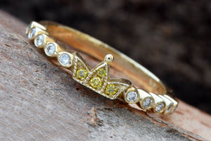 Art deco ring-Crown wedding band-Gold Statement Ring-Gold crown ring 14K Yellow-Promise ring-Multistons ring-Graduate gift-Tiara ring