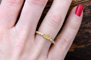 Art deco ring-Crown wedding band-Gold Statement Ring-Gold crown ring 14K Yellow-Promise ring-Multistons ring-Graduate gift-Tiara ring