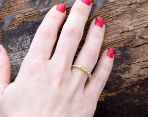 Art deco ring-Crown wedding band-Gold Statement Ring-Gold crown ring 14K Yellow-Promise ring-Multistons ring-Graduate gift-Tiara ring
