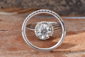 Halo diamond engagement wedding sets-Bridal set rings white gold-14K white Gold-Promise ring-diamond engagement ring-1 carat diamond ring,Art nouveau ring,Bridal set rings,diamond engagement,diamond ring,engagement ring,free shipping,gold diamond ring,gold ring,Halo engagement ring,on sale,promise ring,wedding sets