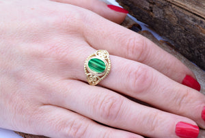 Malachite Statement Ring 14k yellow gold-14k gold ring,Art deco ring,Black onyx ring,engagement ring,Fashion ring,For her gift,FREE SHIPPING,Gift for him,Holiday sale,Malachite ring,One of a Kind-Boho Style,Ring for him,sevencarat,Statement Rings,vs,vvs,woman ring