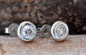 Diamond Earrings 0.80 ct Gold -Gold Earrings-Stud Earrings-Solitaire diamond earrings-Art deco earrings-Gift for her-Cluster earrings