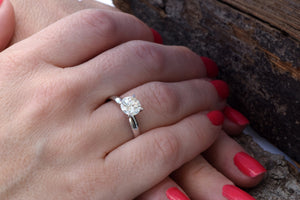 Classic wedding ring-Bridal set rings white gold-Estate diamond ring set-Promise ring-Art deco wedding ring set-4 prong solitaire ring