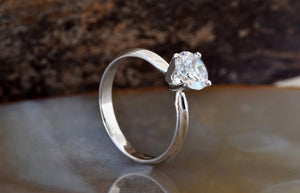 Classic wedding ring-Bridal set rings white gold-Estate diamond ring set-Promise ring-Art deco wedding ring set-4 prong solitaire ring