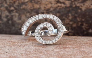 Art deco rings white gold-14K White Gold Diamond Ring-Eternity band-Wave Ring-Ocean wave ring-Stackable Rings-Multistone ring-Promise ring