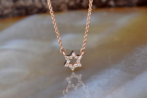 Diamond pendant-Custom necklace -Jewish star-Magen David-Gold Choker-Diamond necklace-Fashion jewelry-Delicate Necklace-For her gift