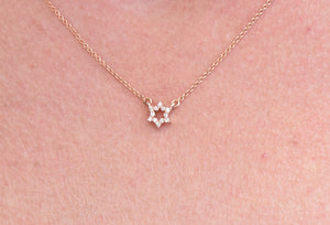 Diamond pendant-Custom necklace -Jewish star-Magen David-Gold Choker-Diamond necklace-Fashion jewelry-Delicate Necklace-For her gift