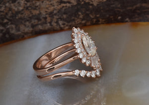 1 carat diamond - art deco wedding ring sets-art deco ring,Baguette ring,Bridal wedding ring,engagement ring,enhancer ring,enhancer ring set,pear diamond ring,Promise ring,solid gold ring,unique engagement,vintage bridal set,wedding ring,Wedding sets