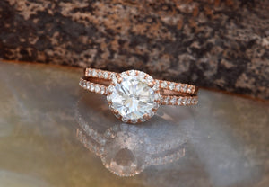 Halo engagement ring rose gold-Cluster wedding ring set-Custom Rings- Rose gold wedding set-Anniversary ring,art deco ring,Bridal wedding ring,Custom Rings,engagement ring,free shipping,gold diamond ring,halo ring rose gold,halo wedding set,Promise ring,unique engagement,wedding ring,Wedding sets