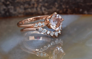 Wedding sets women rings-Rose gold Morganite Cluster wedding ring set-Gold ring-Promise ring-Morganite wedding set-Morganite halo ring-Anniversary ring,art deco ring,Cluster wedding set,Diamond engagement,engagement ring,free shipping,gold diamond ring,Morganite halo ring,Morganite set,rose gold set,unique engagement,wedding ring,Wedding sets