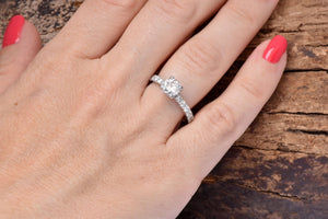 Art deco engagement ring-Moissanite engagement ring solitaire-Platinum engagement ring-1 carat Moissanite,4 prong solitaire,art deco engagement,bridal ring,Classic round  ring,dainty ring,engagement ring,Engagement Rings,Moissanite Ring,natural diamond,Platinum ring,Promise ring,round diamond ring,sevencarat,vs,vvs,wedding jewelry
