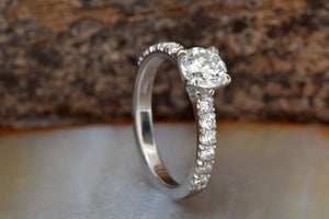 Art deco engagement ring-Moissanite engagement ring solitaire-Platinum engagement ring-1 carat Moissanite,4 prong solitaire,art deco engagement,bridal ring,Classic round  ring,dainty ring,engagement ring,Engagement Rings,Moissanite Ring,natural diamond,Platinum ring,Promise ring,round diamond ring,sevencarat,vs,vvs,wedding jewelry