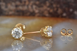 1 carat Diamond Earrings-Yellow Gold Earrings-Round diamond earrings-1 carat diamond,1 ct earrings,14k white gold,Anniversary gift,bridal jewelry,diamond earrings,diamond stud,earrings for women,graduations present,Round,round  cut diamond,stud earrings,wedding earrings,women jewelry