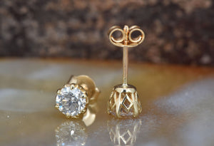 1 carat Diamond Earrings-Yellow Gold Earrings-Round diamond earrings-1 carat diamond,1 ct earrings,14k white gold,Anniversary gift,bridal jewelry,diamond earrings,diamond stud,earrings for women,graduations present,Round,round  cut diamond,stud earrings,wedding earrings,women jewelry