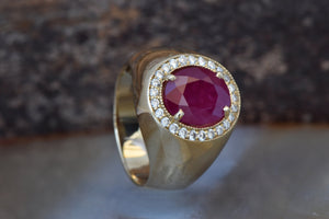 Ruby statement ring-Ruby ring-Art deco ring-Gold Ring-Women