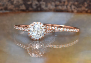 Halo engagement ring rose gold-Cluster wedding ring set-Custom Rings- Rose gold wedding set-Anniversary ring,art deco ring,Bridal wedding ring,Custom Rings,engagement ring,free shipping,gold diamond ring,halo ring rose gold,halo wedding set,Promise ring,unique engagement,wedding ring,Wedding sets