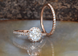 Halo engagement ring rose gold-Cluster wedding ring set-Custom Rings- Rose gold wedding set-Anniversary ring,art deco ring,Bridal wedding ring,Custom Rings,engagement ring,free shipping,gold diamond ring,halo ring rose gold,halo wedding set,Promise ring,unique engagement,wedding ring,Wedding sets