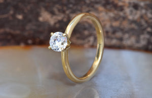 2 carat Moissanite ring-solitaire moissanite ring-4 prong solitaire ring-Solitaire engagement ring round-Moissanite ring yellow gold