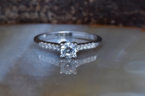 Engagement Diamond Ring 1/2 carat-14K White Gold ring-Women Jewelry-Cluster Engagement ring-Promise ring-14k white gold ring,art deco ring,bridal jewelry,Cluster engagement,Custom ring,diamond ring,engagement ring,Engagement Rings,FREE SHIPPING,gold diamond ring,Promise ring,sevencarat,Solitaire diamond,vs,vvs,wedding jewelry,women jewelry