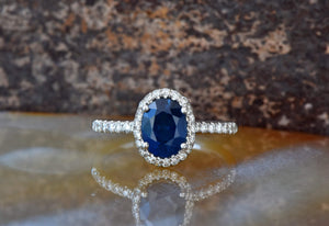 Copy of Diamond ring with Sapphire-Cluster Engagement ring-1ct Blue Sapphire-Engagement Ring-Gold ring-14k white gold,Anniversary ring,blue sapphire,blue sapphire ring,Cluster engagement,diamond ring,Engagement Rings,gold diamond ring,handmade jewelry,Oval diamond ring,oval engagement ring,sapphire ring,sevencarat,statement ring,Vintage  ring,vs,vvs