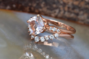 Wedding sets women rings-Rose gold Morganite Cluster wedding ring set-Gold ring-Promise ring-Morganite wedding set-Morganite halo ring-Anniversary ring,art deco ring,Cluster wedding set,Diamond engagement,engagement ring,free shipping,gold diamond ring,Morganite halo ring,Morganite set,rose gold set,unique engagement,wedding ring,Wedding sets