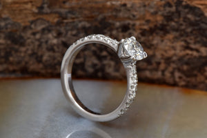Art deco engagement ring-Moissanite engagement ring solitaire-Platinum engagement ring-1 carat Moissanite,4 prong solitaire,art deco engagement,bridal ring,Classic round  ring,dainty ring,engagement ring,Engagement Rings,Moissanite Ring,natural diamond,Platinum ring,Promise ring,round diamond ring,sevencarat,vs,vvs,wedding jewelry