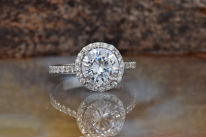 2 carat estate diamond engagement ring-Halo diamond engagement ring -Cluster engagement ring-14k white gold ring,2 carat diamond ring,Art deco engagement,classic wedding ring,cluster ring,diamond ring,engagement ring,Engagement Rings,estate diamond ring,free shipping,halo diamond ring,halo ring,promise ring,sevencarat,vintage estate ring,vs,vvs