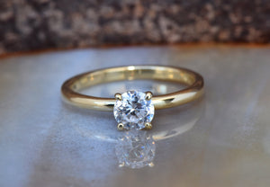 Round Cut Moissanite ring-Solitaire moissanite ring-14K Gold-Classic Solitaire Ring-4 prong solitaire ring-Dainty Moissanite-Moissanite ring