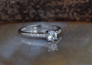 Engagement Diamond Ring 1/2 carat-14K White Gold ring-Women Jewelry-Cluster Engagement ring-Promise ring-14k white gold ring,art deco ring,bridal jewelry,Cluster engagement,Custom ring,diamond ring,engagement ring,Engagement Rings,FREE SHIPPING,gold diamond ring,Promise ring,sevencarat,Solitaire diamond,vs,vvs,wedding jewelry,women jewelry