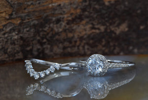 White gold Cluster wedding ring set-Wedding sets women rings-Diamond engagement ring vintage-Halo diamond Promise ring-1 carat diamond ring,Art nouveau ring,Bridal set rings,cluster wedding set,diamond engagement,diamond ring,engagement ring,free shipping,gold diamond ring,gold ring,Halo engagement ring,promise ring,wedding sets
