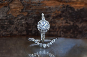 White gold Cluster wedding ring set-Wedding sets women rings-Diamond engagement ring vintage-Halo diamond Promise ring-1 carat diamond ring,Art nouveau ring,Bridal set rings,cluster wedding set,diamond engagement,diamond ring,engagement ring,free shipping,gold diamond ring,gold ring,Halo engagement ring,promise ring,wedding sets