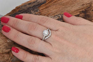 White gold Cluster wedding ring set-Wedding sets women rings-Diamond engagement ring vintage-Halo diamond Promise ring-1 carat diamond ring,Art nouveau ring,Bridal set rings,cluster wedding set,diamond engagement,diamond ring,engagement ring,free shipping,gold diamond ring,gold ring,Halo engagement ring,promise ring,wedding sets