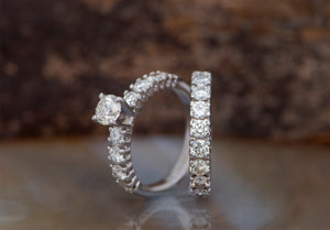 Cluster Wedding set-2 carat diamond wedding set-14K white Gold-Promise ring-Art deco wedding set-Diamond engagement ring-FREE SHIPPING
